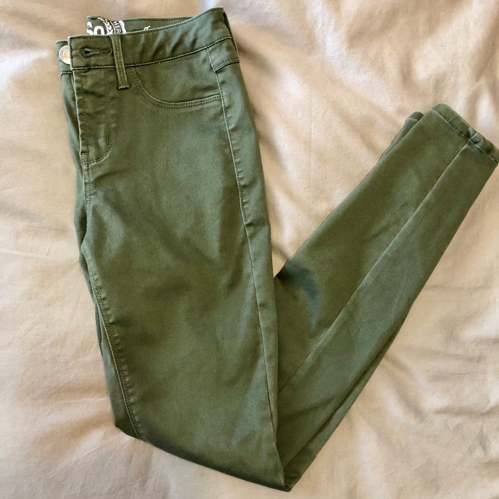 Olive green SO high-wasted skinny jeans